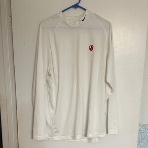 Nike White Long Sleeve Tee with Red Logo